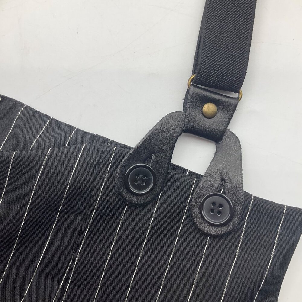 Unique Vintage XL Thelma Black Pinstripe High-Waisted Wide-Leg Pants Suspenders - Picture 8 of 16